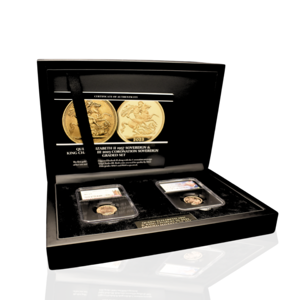 The 1957 Sovereign Graded MS63 & 2023 Coronation of His Majesty King Charles III Gold Proof Sovereign Graded PF69 Set - Image 4